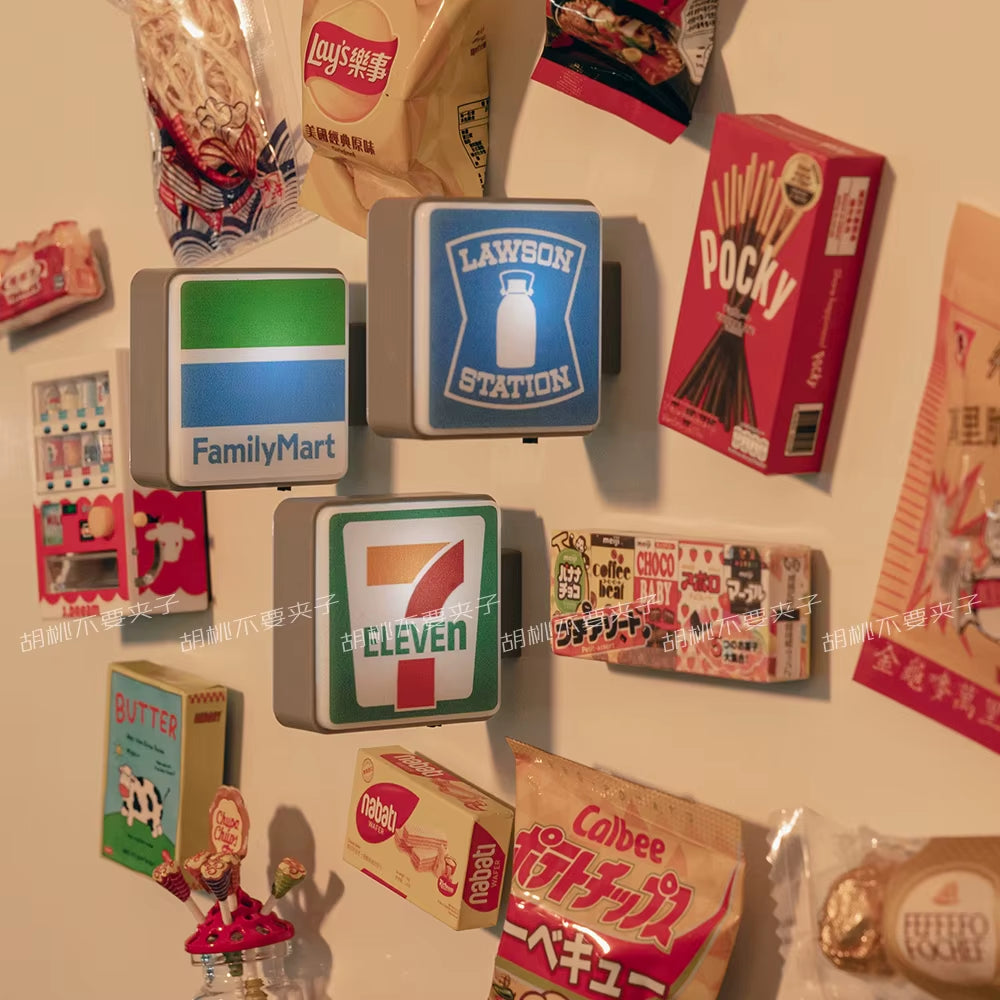 New Home Accessories Japan 711 Family Lawson Light Sign Fridge Magnets Creative Miniature DIY Magnetic Decorations