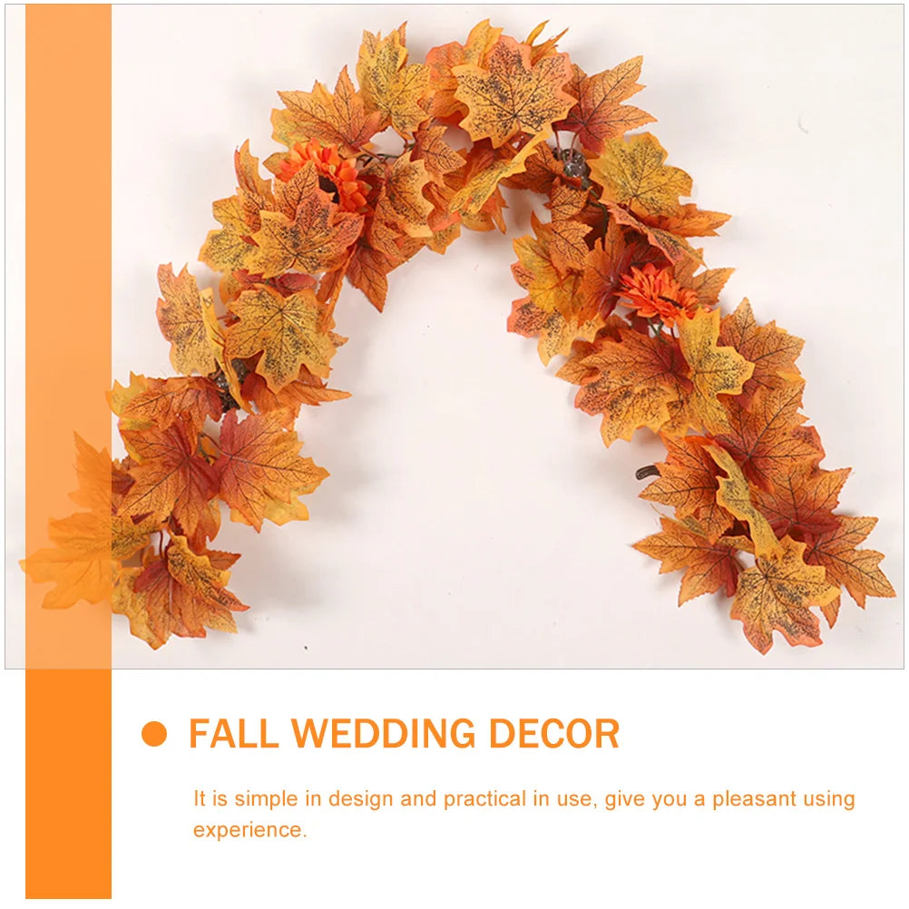 Fall Maple Leaf Garland Artificial Sunflower Pumpkin Autumn Garland Decoration Home Wall Mantel Fireplace Thanksgiving Decor
