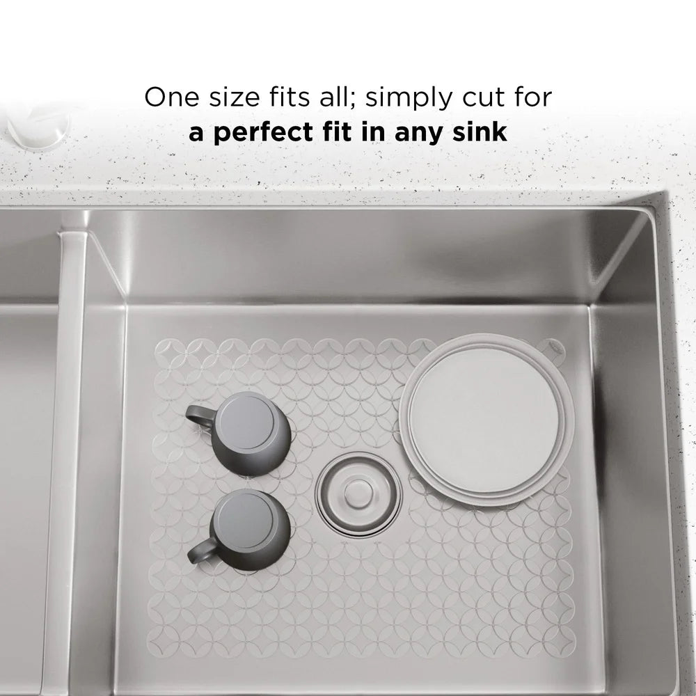 2-Pack Geometric Design Kitchen Sink Mat Protector - Flexible and Durable Polypropylene Cushioning for Scratch Prevention