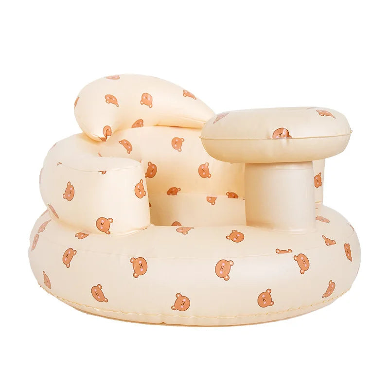 Inflatable Baby Seat Bathroom Sofa Infant Eating Chair Bathing Stool Infant Back Support Armchair Floor Seater Built in Air Pump