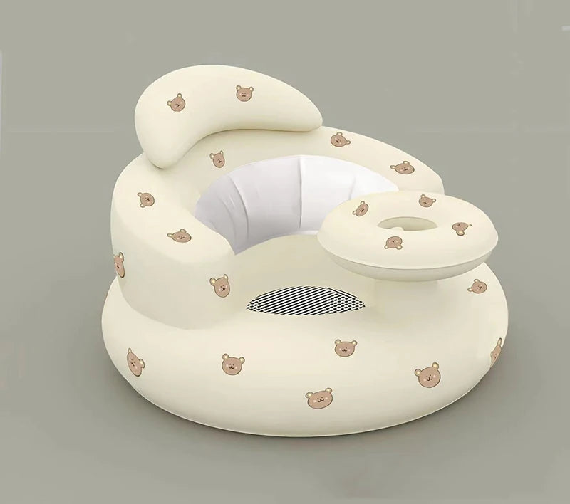 Inflatable Baby Seat Bathroom Sofa Infant Eating Chair Bathing Stool Infant Back Support Armchair Floor Seater Built in Air Pump