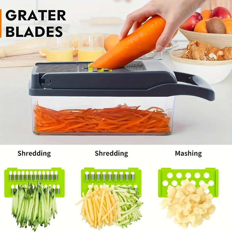 14-in-1 Multifunctional Vegetable Chopper and Slicer with Ergonomic Handle for Efficient Food Preparation