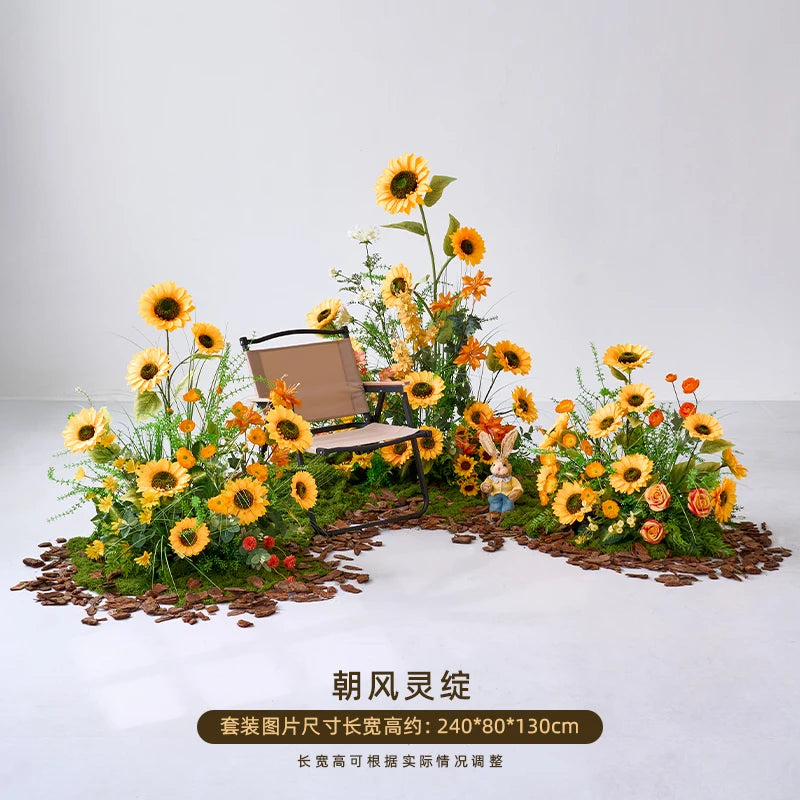 Sunflower Artificial Flower Flower Table Runner for Home Wedding Decoration