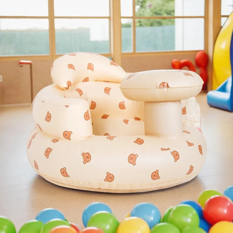 Inflatable Baby Seat Bathroom Sofa Infant Eating Chair Bathing Stool Infant Back Support Armchair Floor Seater Built in Air Pump