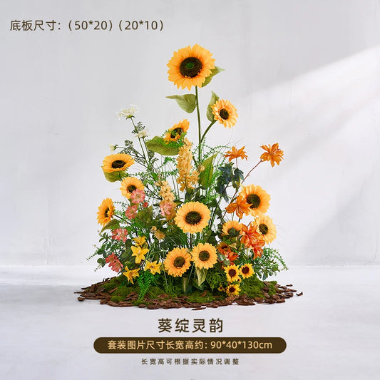 Sunflower Artificial Flower Flower Table Runner for Home Wedding Decoration