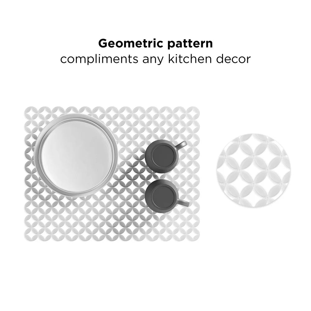 2-Pack Geometric Design Kitchen Sink Mat Protector - Flexible and Durable Polypropylene Cushioning for Scratch Prevention