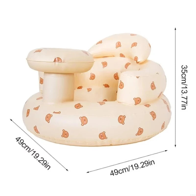 Inflatable Baby Seat Bathroom Sofa Infant Eating Chair Bathing Stool Infant Back Support Armchair Floor Seater Built in Air Pump