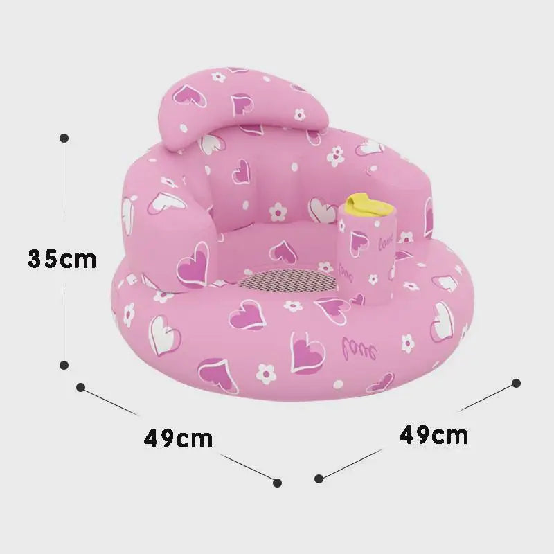 Inflatable Baby Seat Bathroom Sofa Infant Eating Chair Bathing Stool Infant Back Support Armchair Floor Seater Built in Air Pump