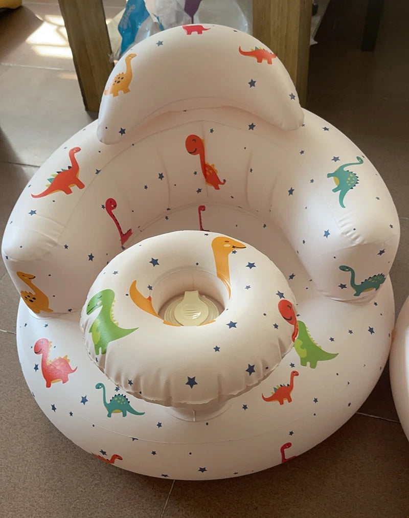 Inflatable Baby Seat Bathroom Sofa Infant Eating Chair Bathing Stool Infant Back Support Armchair Floor Seater Built in Air Pump