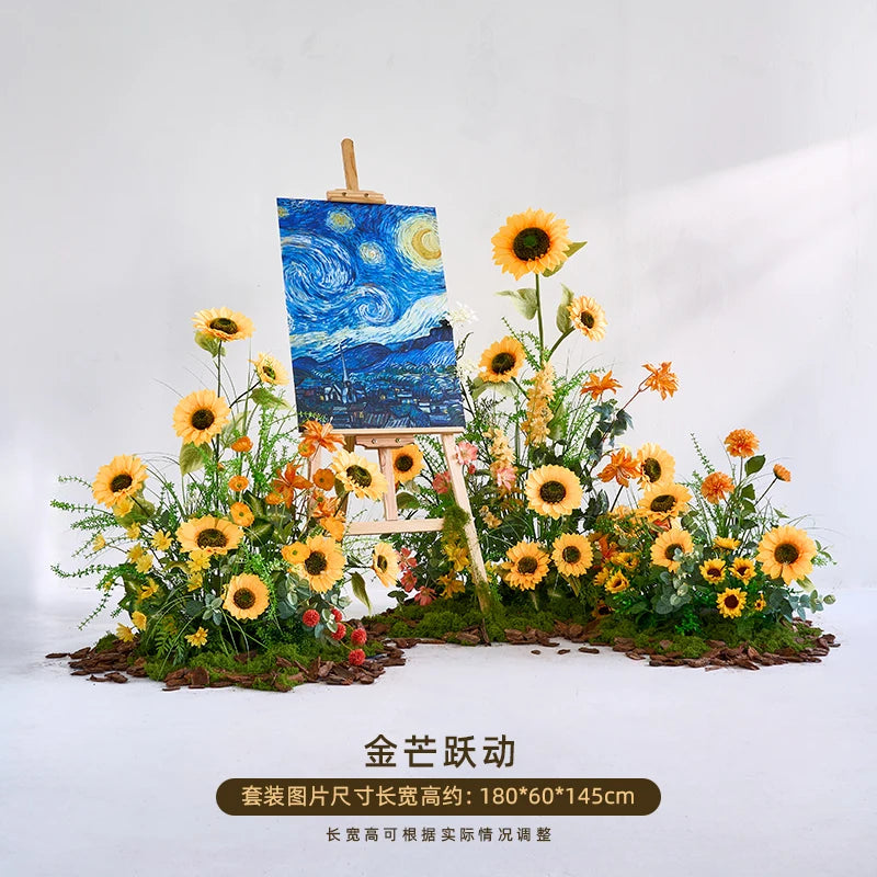 Sunflower Artificial Flower Flower Table Runner for Home Wedding Decoration