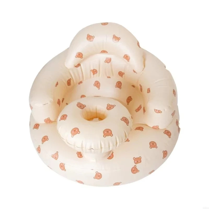 Inflatable Baby Seat Bathroom Sofa Infant Eating Chair Bathing Stool Infant Back Support Armchair Floor Seater Built in Air Pump
