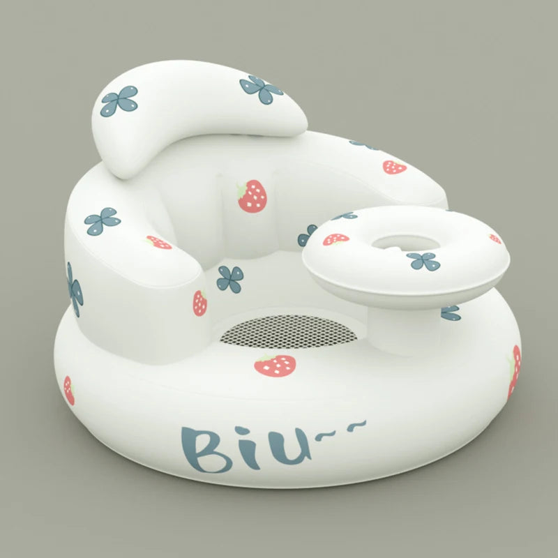 Inflatable Baby Seat Bathroom Sofa Infant Eating Chair Bathing Stool Infant Back Support Armchair Floor Seater Built in Air Pump