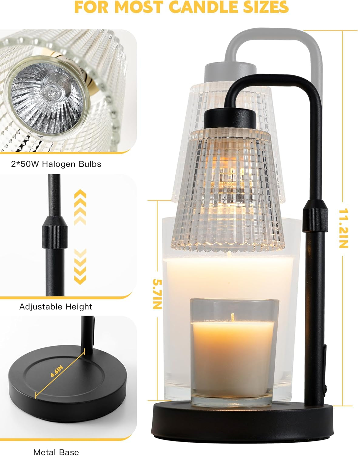 Candle Warmer Lamp with Timer Dimmable, Birthday Gifts for Women Mom, House Warming Gifts New Home Decor, Wax Melt Warmer for Jar Candles with 2 Bulbs