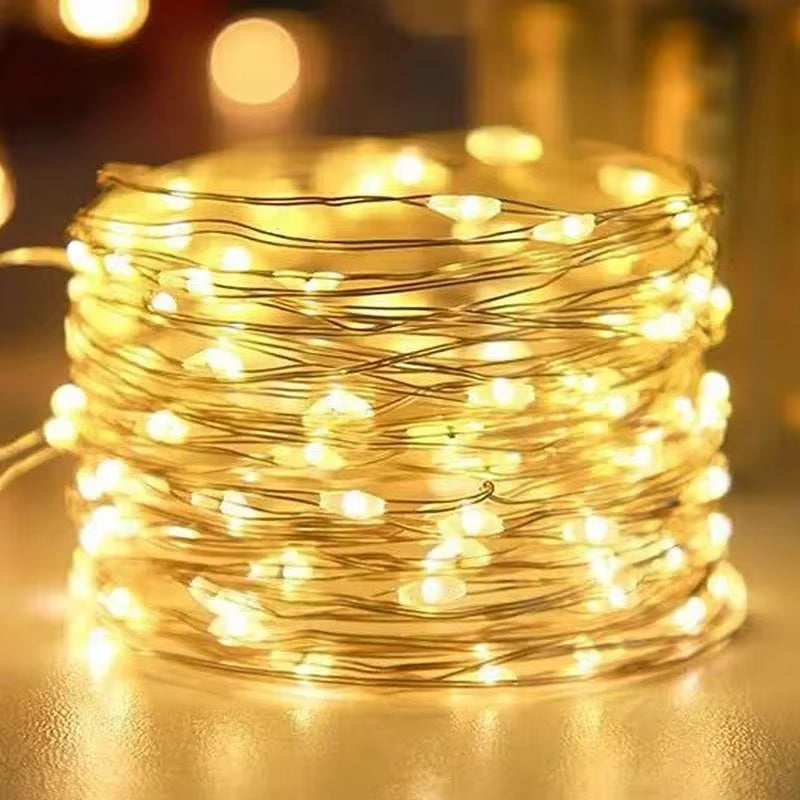 USB LED Copper Wire String Lights - Waterproof Fairy Lighting for Christmas, Weddings, and Party Decor (Available in 2M, 5M, 10M, 30M, 50M, 100M)
