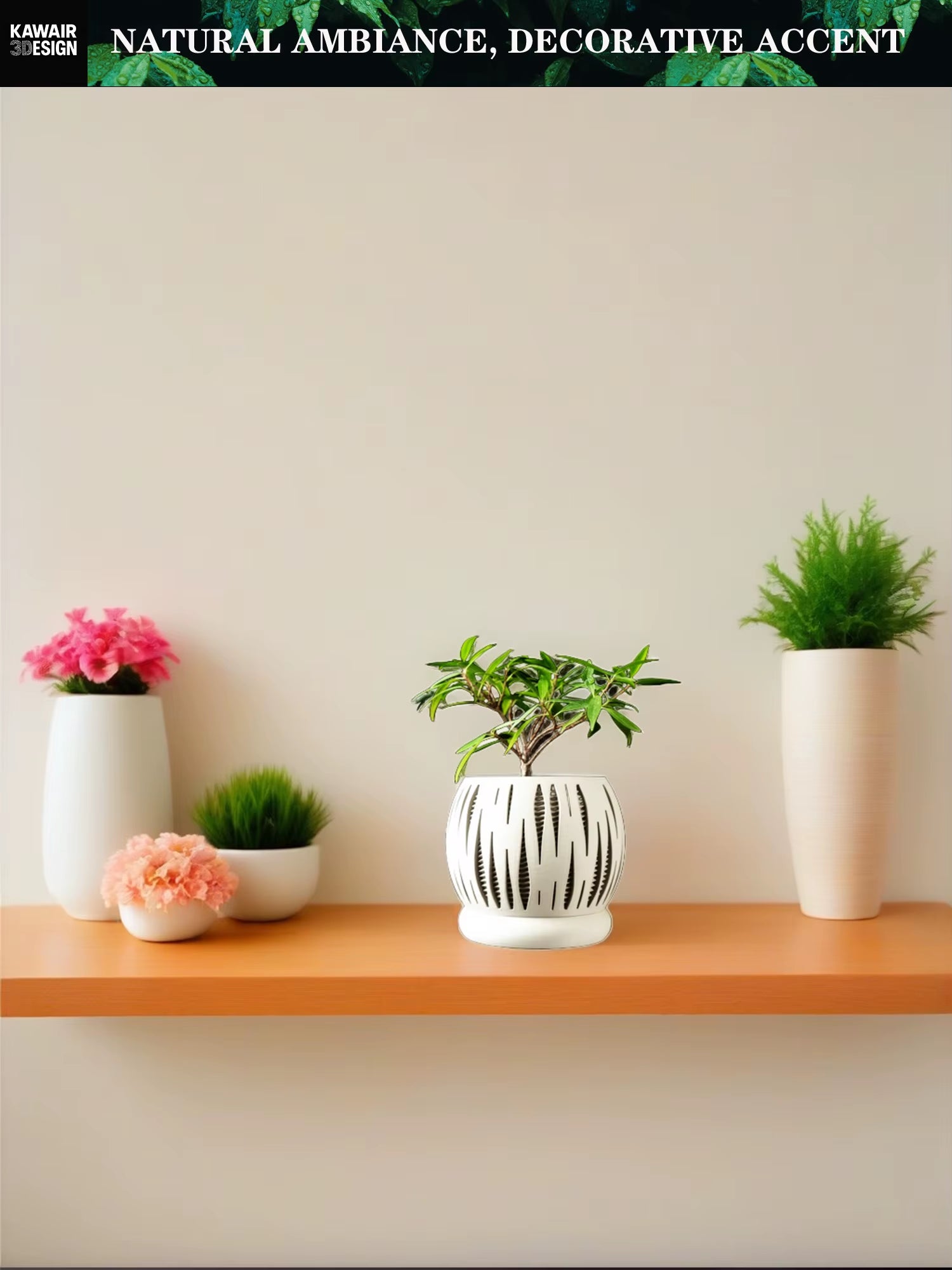 Biodegradable 3D Printed Plant Pot - Eco-Friendly Flower Planter for Home Decor and Sustainable Gifting