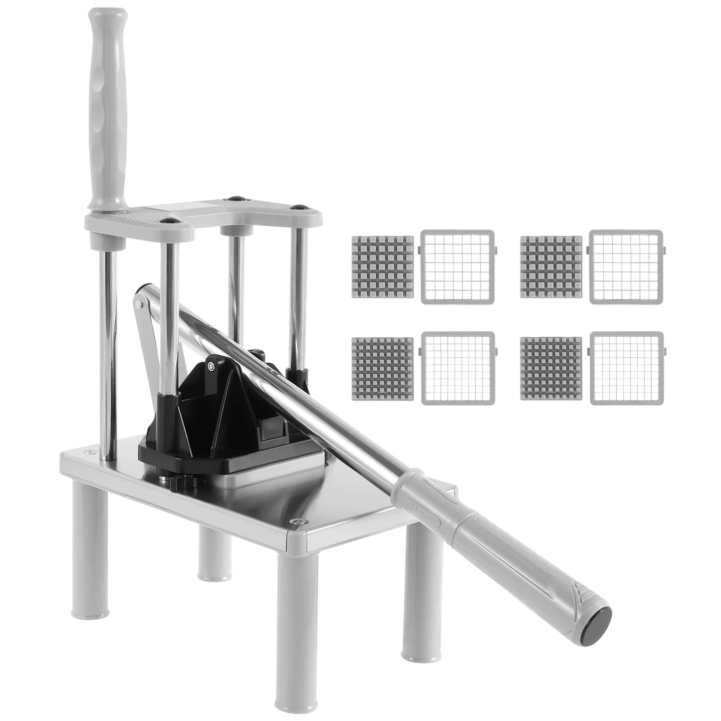 Commercial Stainless Steel French Fry Cutter and Vegetable Chopper with Manual Operation and 4 Replacement Blades