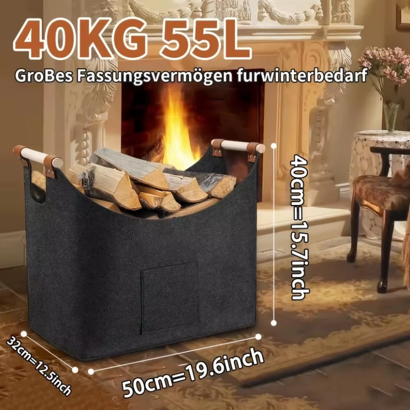Large Capacity Foldable Firewood Storage Basket for Fireplace and Versatile Organization Solutions
