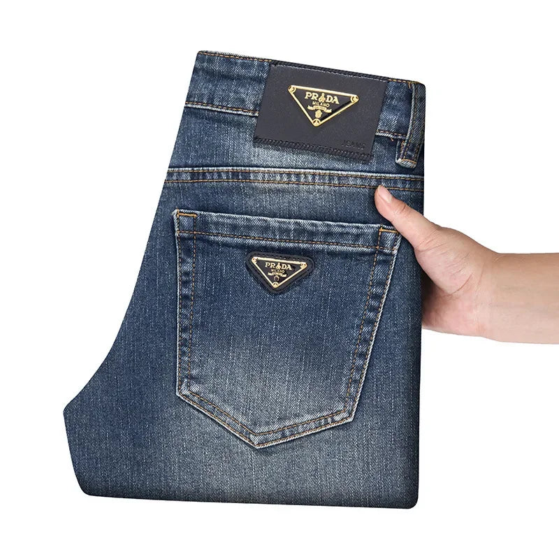 Milan Premium European Quality Autumn/Winter Men'S Jeans Slims Smooths Your Silhouette Loose Straight Stretchy Vintage Trousers