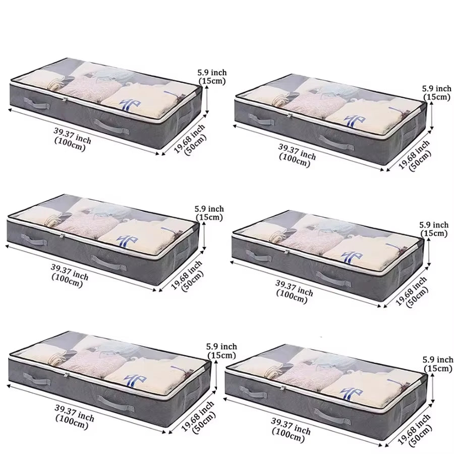 Large Capacity Foldable Quilt Storage Bags - Underbed Dustproof Storage Boxes for Clothes and Bedding (1-6 PCS)