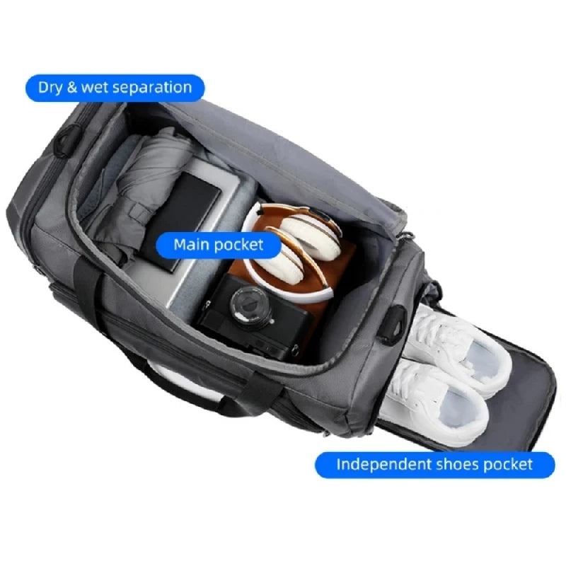 Sport Fitness Duffel Bag with Shoes Pack Gym Yoga Handbag Dry Wet Outdoor Hiking Camping Climbing Pouch Fishing Gear Storage Bag