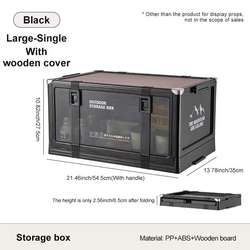 Multi-Layer Foldable Storage Box with Lid - Durable Trunk Organizer for Camping, Picnics, and Vehicle Storage