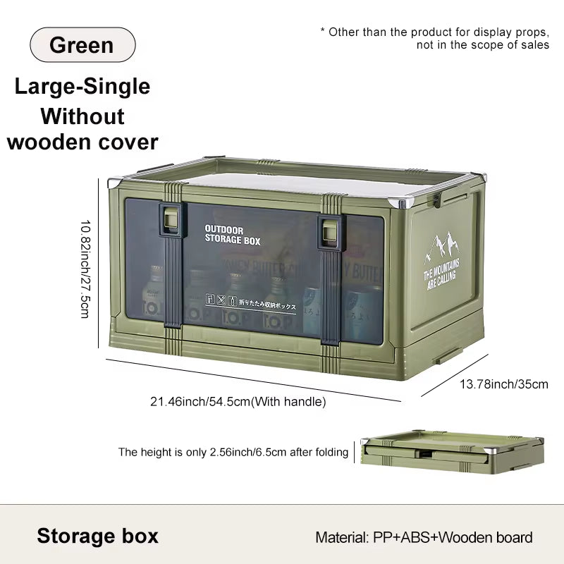 Multi-Layer Foldable Storage Box with Lid - Durable Trunk Organizer for Camping, Picnics, and Vehicle Storage