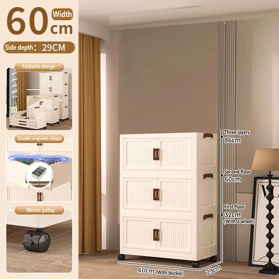 Extra Large Capacity Foldable Storage Cabinet for Household Items, Clothes, Toys, and Snacks