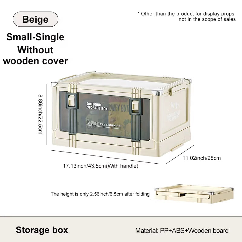 Multi-Layer Foldable Storage Box with Lid - Durable Trunk Organizer for Camping, Picnics, and Vehicle Storage
