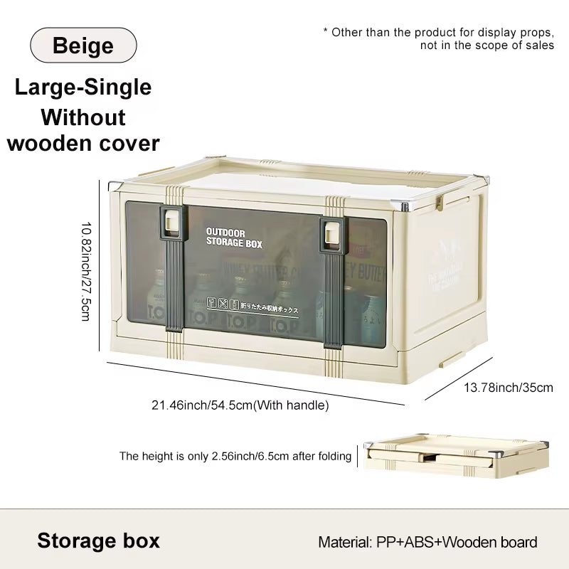 Multi-Layer Foldable Storage Box with Lid - Durable Trunk Organizer for Camping, Picnics, and Vehicle Storage