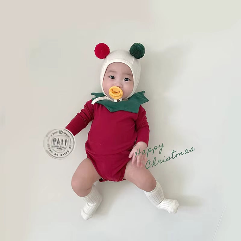 Ins Style Baby Chic Christmas Clothing Sets Romper High Waist Pants Hat Sets Newborn Infant Baby Girl Boy Xmas Outfits