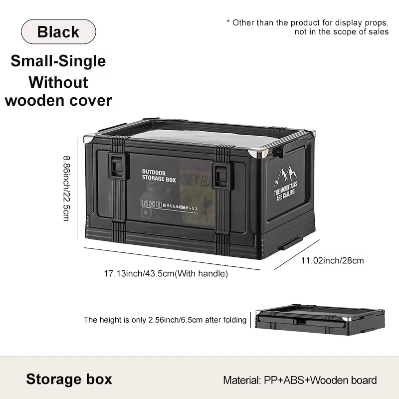 Multi-Layer Foldable Storage Box with Lid - Durable Trunk Organizer for Camping, Picnics, and Vehicle Storage