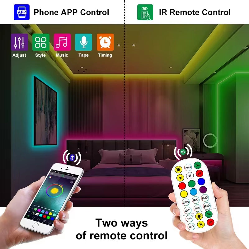 30M 5050 RGBWW LED Light Strip with Bluetooth App Control and US Power Supply for Home and Party Decoration