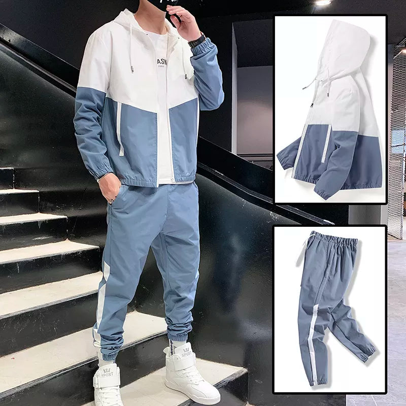 2025 Men Tracksuit Casual Joggers Hooded Sportswear Jackets and Pants 2 Piece Sets Hip Hop Running Sports Suit