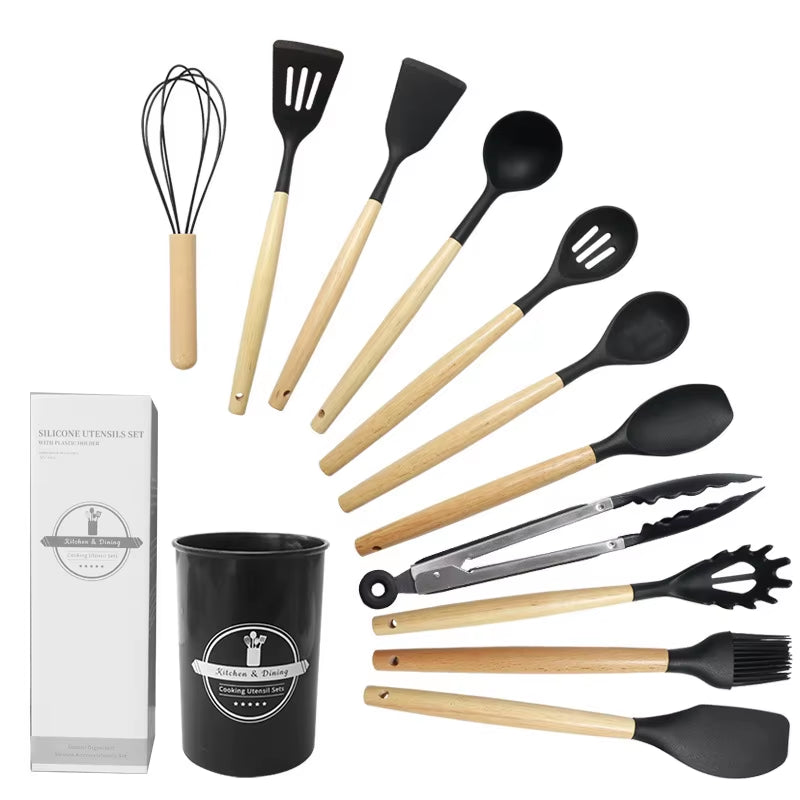 4 Sets of 12-Piece Food Grade Silicone Kitchen Utensil Set with Non-Stick Cookware Accessories - Free Shipping in the USA