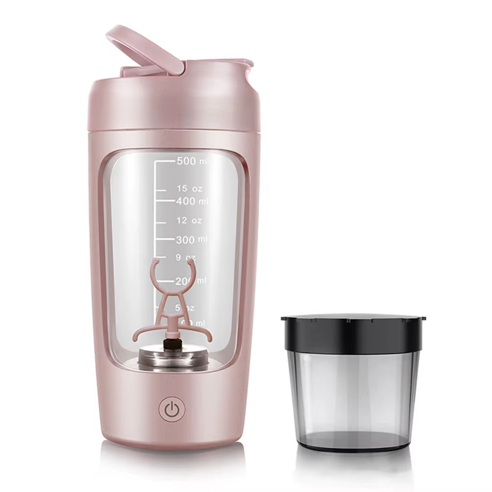 650Ml Electric Protein Shaker Cup with Powder Storage Container Mixer Cup Gym Sport Water Bottles with Wire Whisk Ball Drinkware
