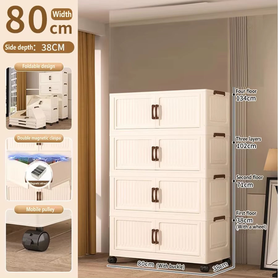 Extra Large Capacity Foldable Storage Cabinet for Household Items, Clothes, Toys, and Snacks