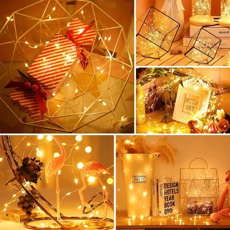 USB LED Copper Wire String Lights - Waterproof Fairy Lighting for Christmas, Weddings, and Party Decor (Available in 2M, 5M, 10M, 30M, 50M, 100M)