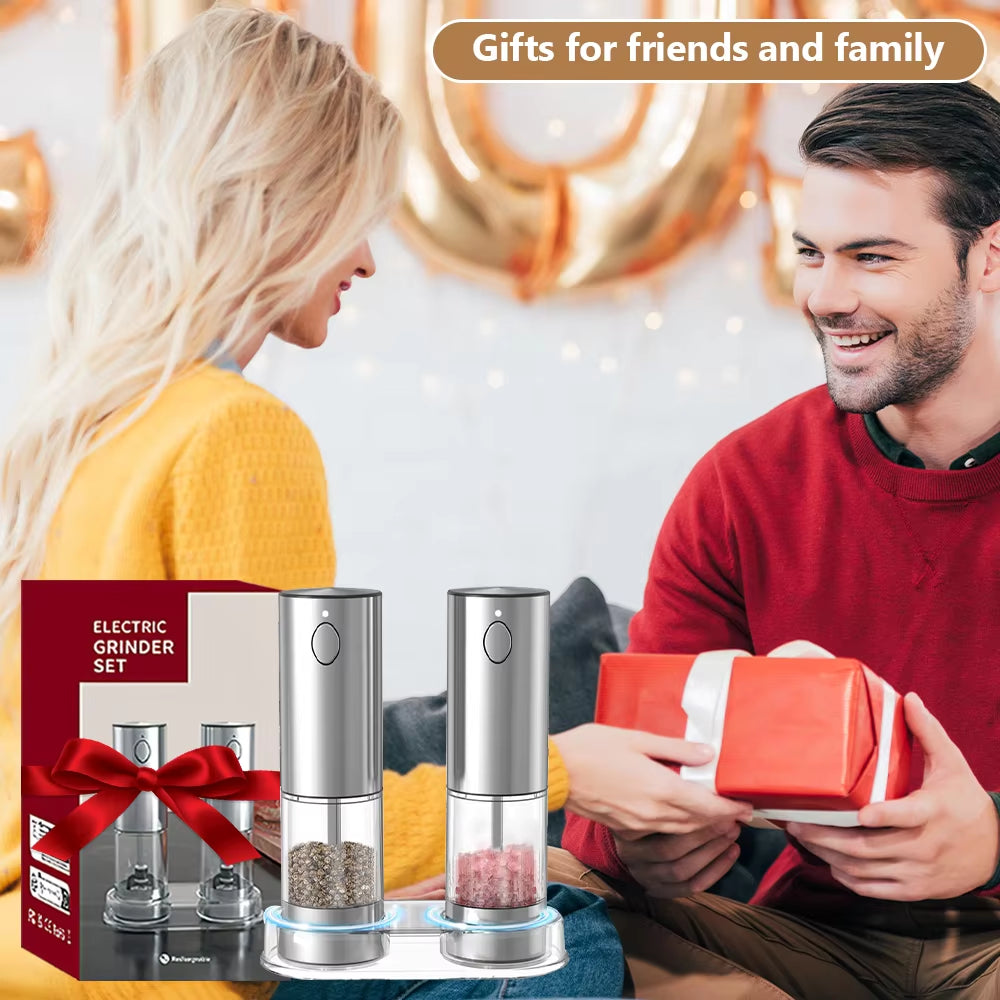 Stainless Steel Electric Pepper Grinder - USB Rechargeable Adjustable Coarseness Spice Mill for Kitchen Use