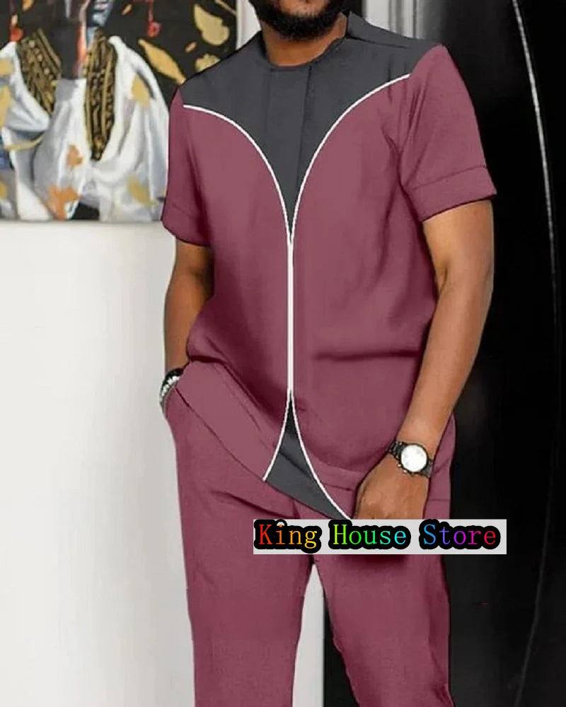 New Sportsuit Suit for Men Tracksuit Trousers Jogging Clothes T Shirt Trouser 2 Piece Set Oversized Tracksuit Street Clothes