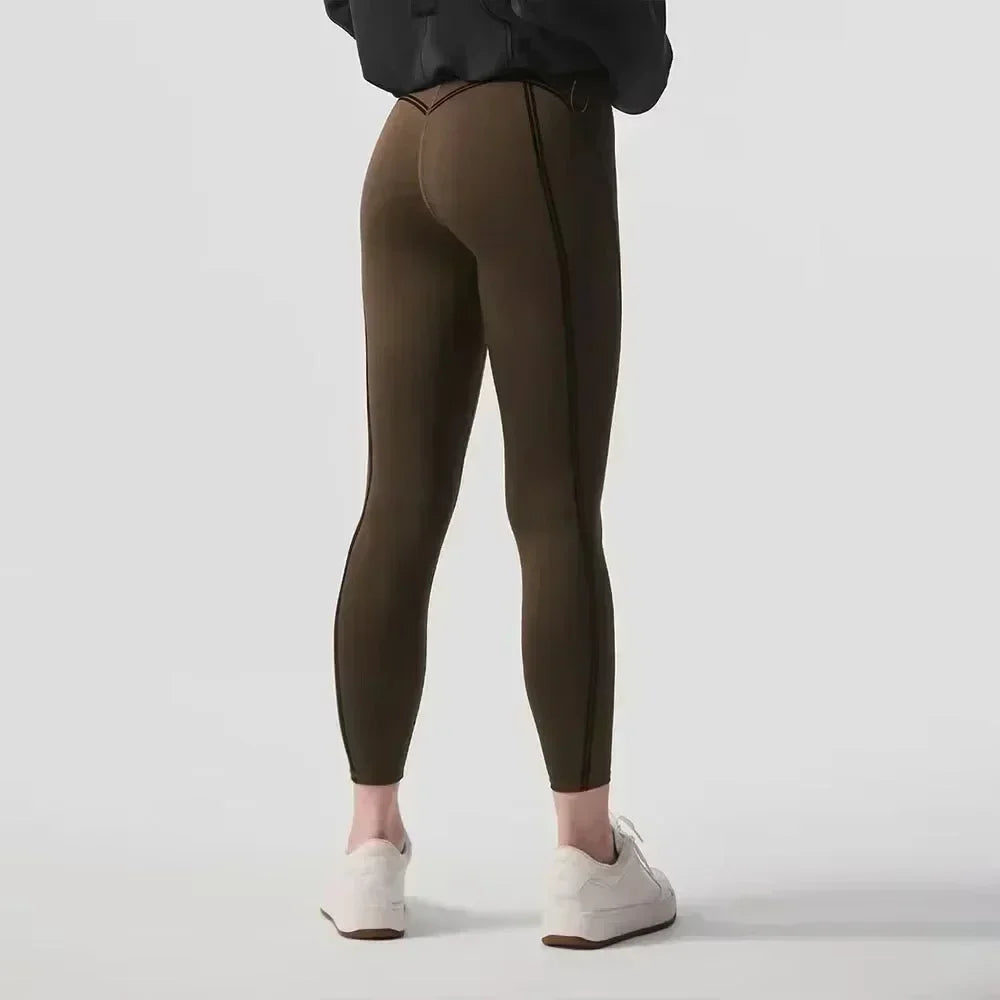 Women'S Air High7/8 Line up Legging Pants Gym Sports Fitness Yoga Set Comfortable Smooth Buckle Bra Elastic Pilates Exercise