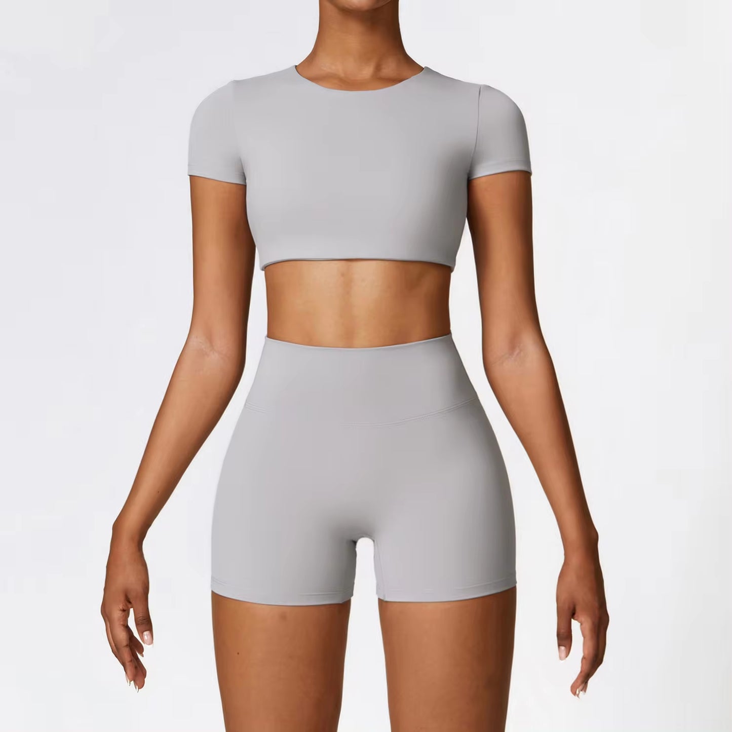 2PCS Seamless Yoga Set Women Workout Set Sportswear Gym Clothing Fitness Long Sleeve Crop Top High Waist Leggings Sports Suits