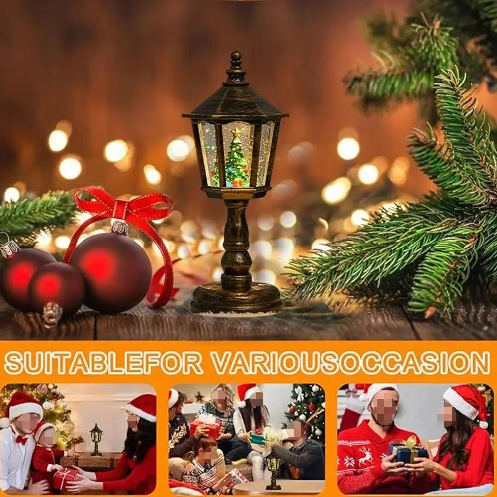 Battery-Powered Indoor Christmas Lanterns Featuring Santa Claus and Snowman Designs for Holiday Home Decor