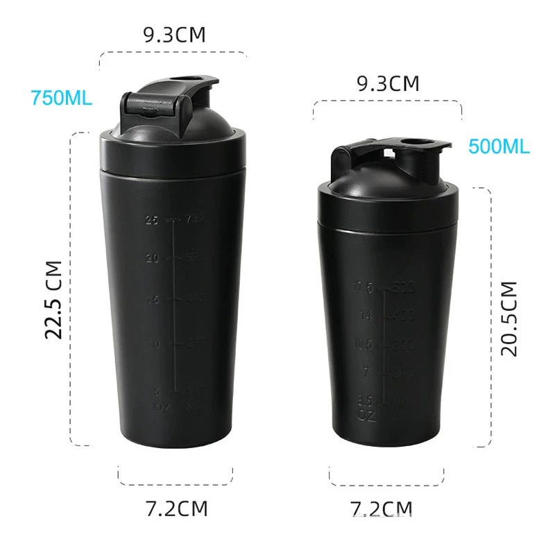 1Pcs Stainless Steel Protein Powder Shaker Bottle with Ball Scale Leak Proof,Gym Fitness Sport Whey Shakes Water Cup