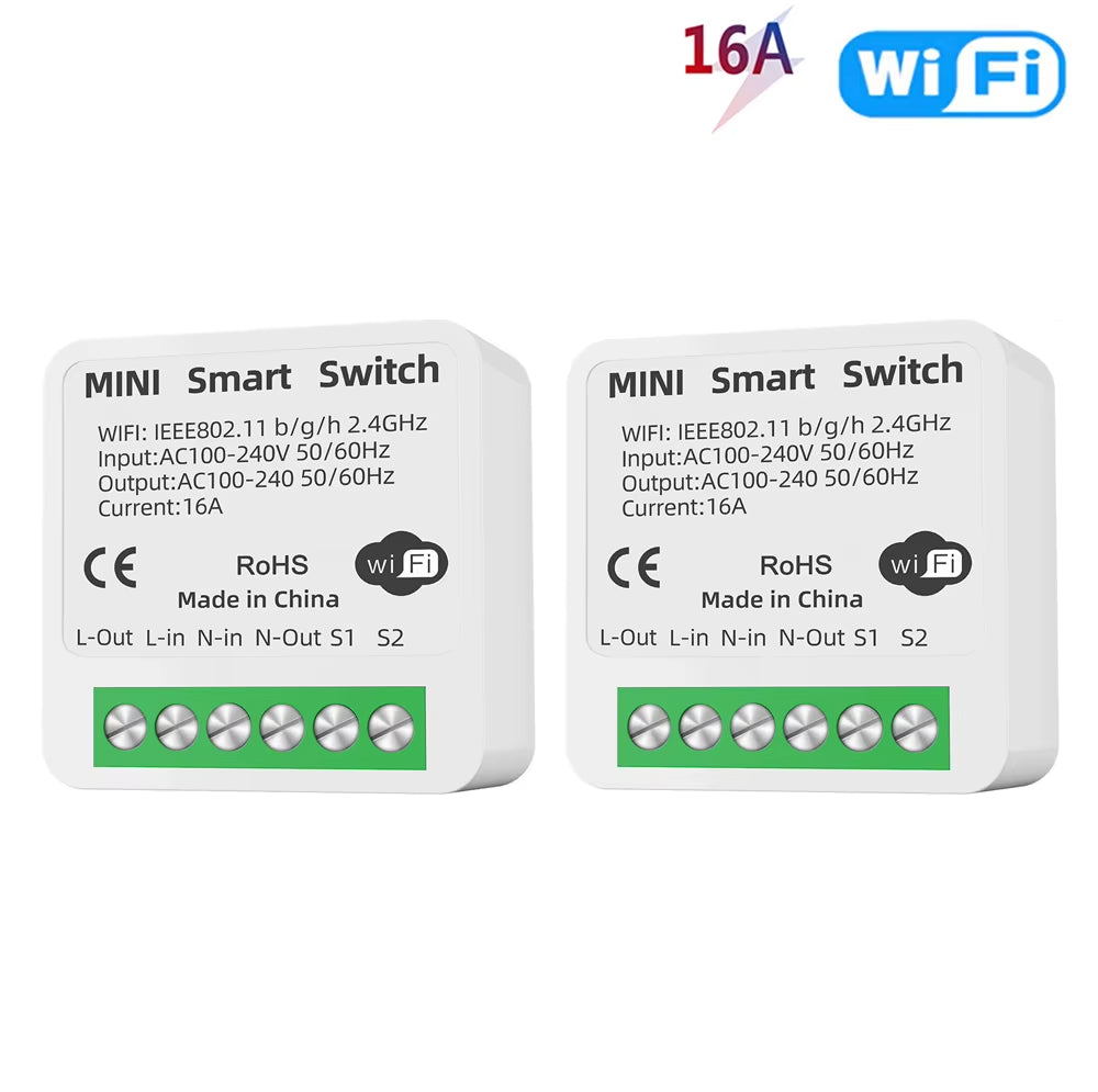 16A Tuya Wifi Smart Switch 2-Way Control with Energy Monitor Switch Mini Smart Breaker Smart Life Control Alexa via Google Home