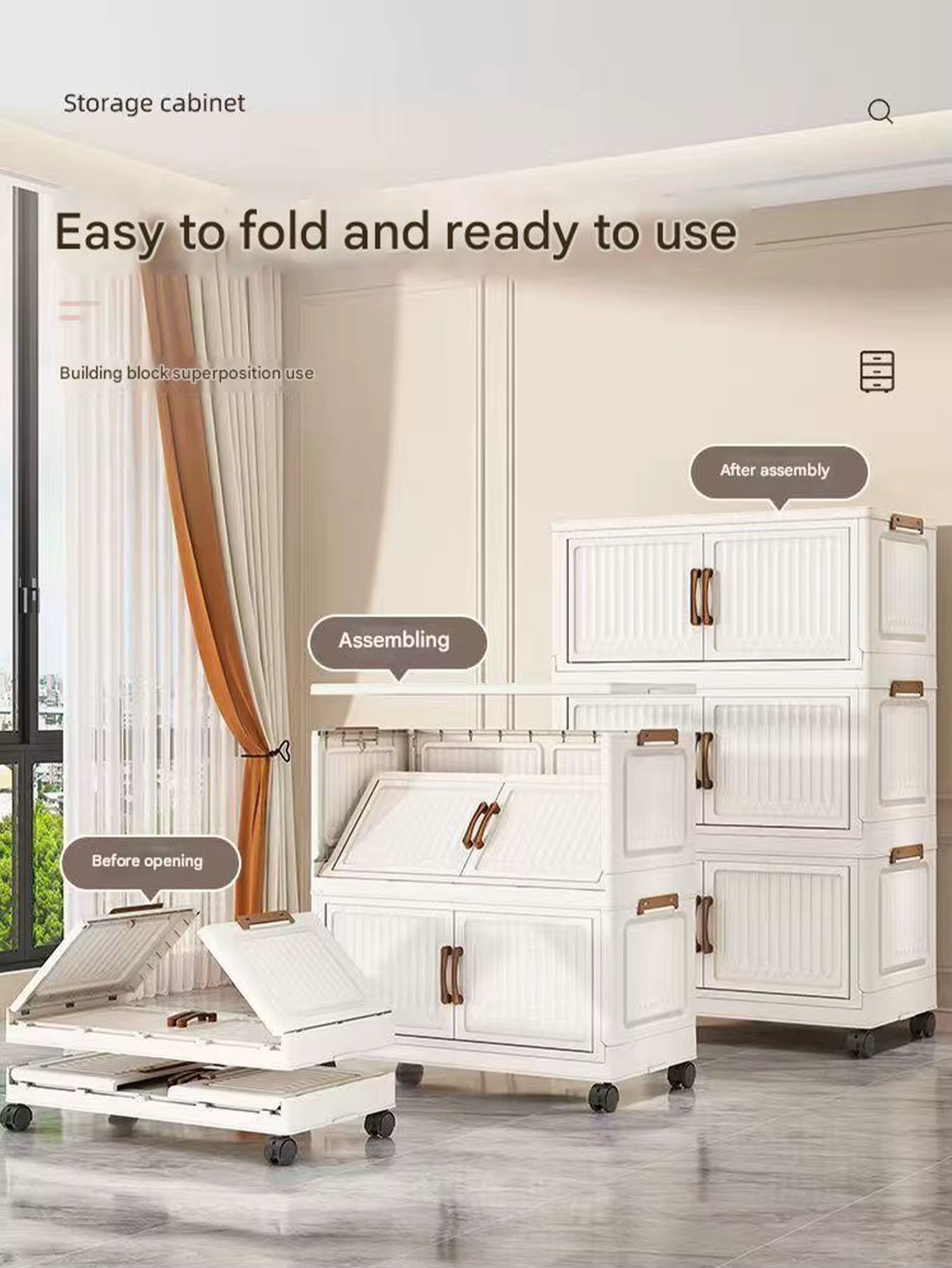 Extra Large Capacity Foldable Storage Cabinet for Household Items, Clothes, Toys, and Snacks