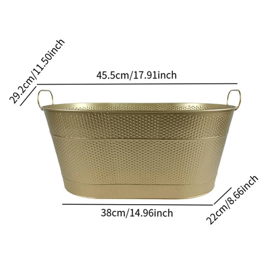 Galvanized Tub Ice Bucket with Carry Handles Beer Tub for Chilling Wine Beer Beverage Tub with Handle Metal Beer Bucket Ice