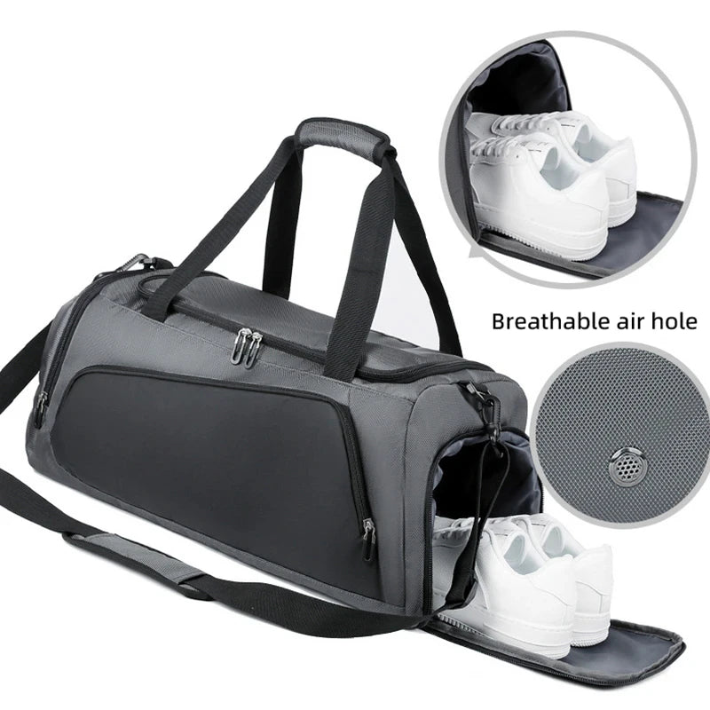 Sport Fitness Duffel Bag with Shoes Pack Gym Yoga Handbag Dry Wet Outdoor Hiking Camping Climbing Pouch Fishing Gear Storage Bag