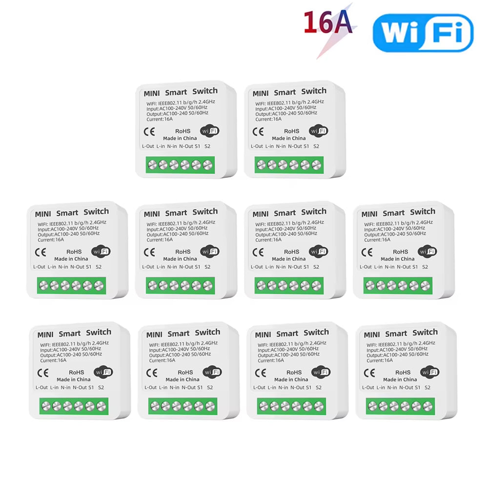 16A Tuya Wifi Smart Switch 2-Way Control with Energy Monitor Switch Mini Smart Breaker Smart Life Control Alexa via Google Home