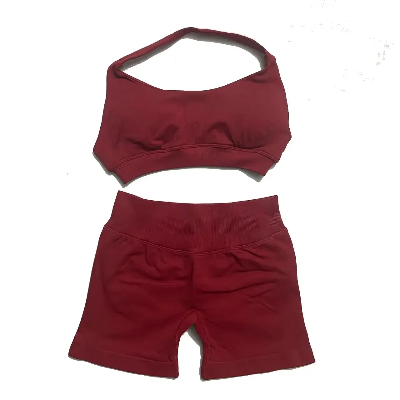 2Pcs Set Impact Shorts Seamless Fitness Yoga Set Women Gym Clothes Halter Sports Bra Matching Workout Sets Outfit