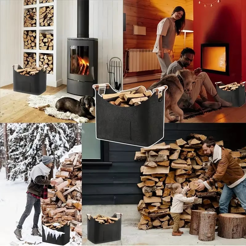 Large Capacity Foldable Firewood Storage Basket for Fireplace and Versatile Organization Solutions